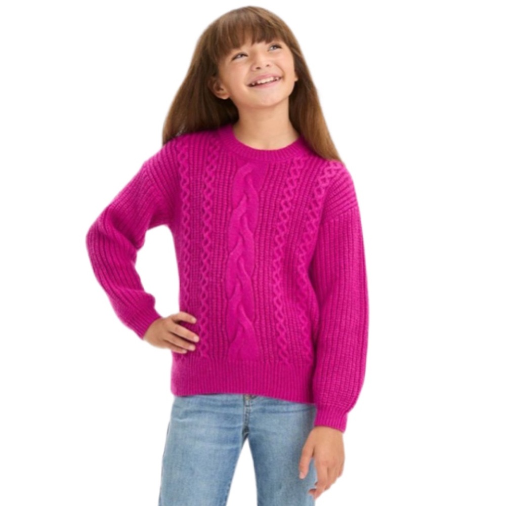 NWT‎ Girls' Cable Knit Pullover Sweater - Cat & Jack™ Purple S(6-7)